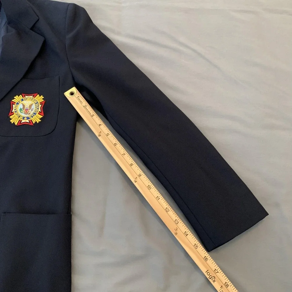 Vintage ArtCraft Blazers Blazer Mens 36 Blue Navy VFW Patch Two Button USA